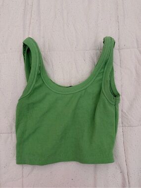 Signature8 Green Ribbed Crop Tank Top